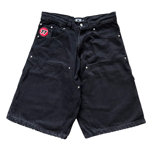 BLACK DOUBLE KNEE JORTS